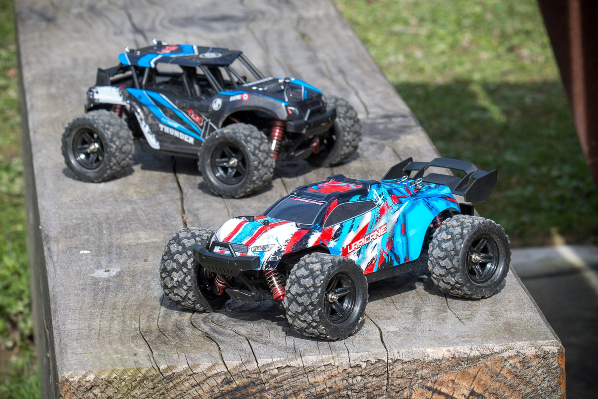 Hurricane and Thunder Absima s perfect beginner 1 18th scale cars