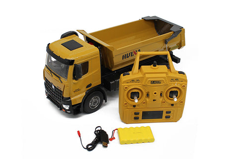 HuiNa 1/14 Dump Truck 2.4G 10CH with Die Cast Cab & Dump Bed Tanks & Construction HuiNa 